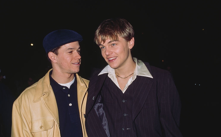 American actors Mark Wahlberg and Leonardo DiCaprio attend the premiere for the film 'The Basketball Diaries', USA, 1995.