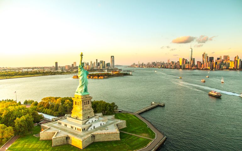 Aerial View of Liberty Island, New York