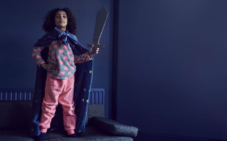 Portrait of girl dressed as a Superhero