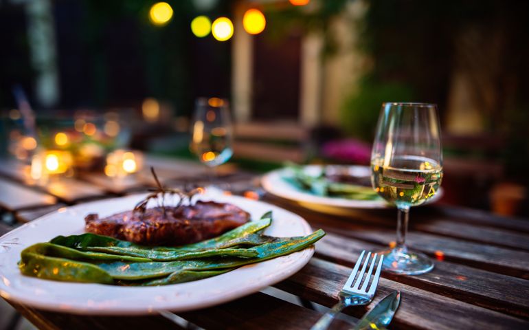 Romantic dinner for two outdoor.