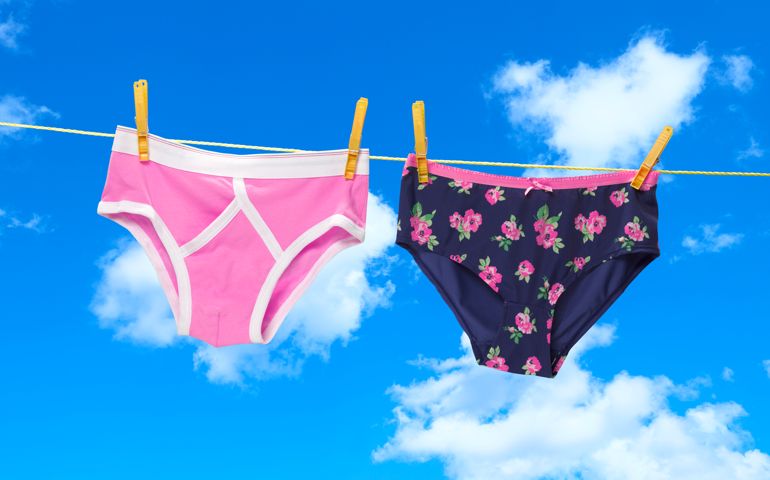 His and hers pants on the washing line