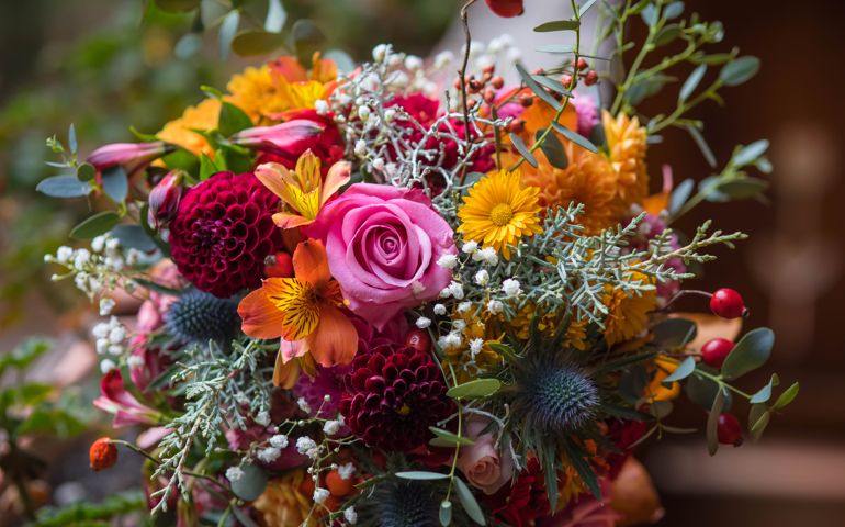Beautiful colorful mixed flower bouquet