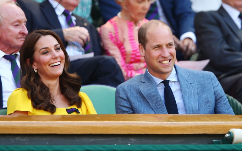 Catherine, Duchess of Cambridge and Prince William, Duke of Cambridge attend the Men's Singles final on day thirteen of the Wimbledon Lawn Tennis Championships at All England Lawn Tennis and Croquet Club on July 15, 2018 in London, England
