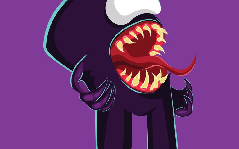Illustration vector graphic of cartoon monsters among