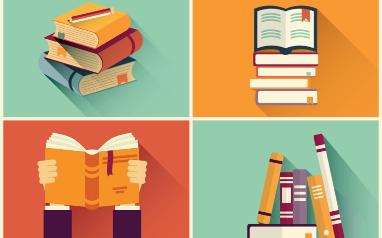 Set of books in flat design