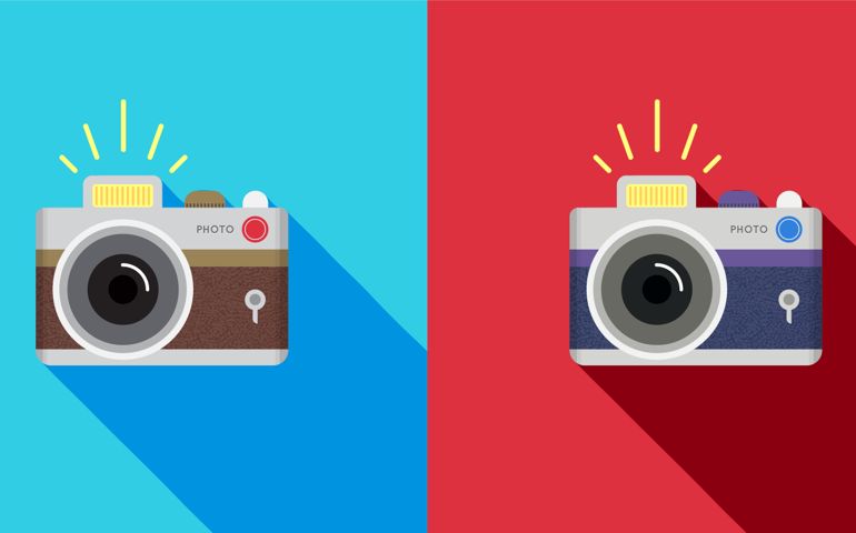 Set of Retro camera in a Flat style