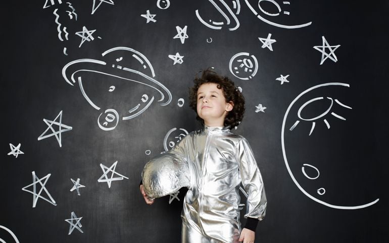 Boy dressed as an astronaut