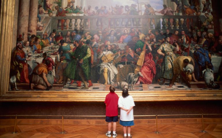Two Children in Art Gallery
