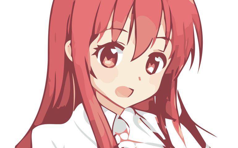 anime girl office worker in a shirt with red hair