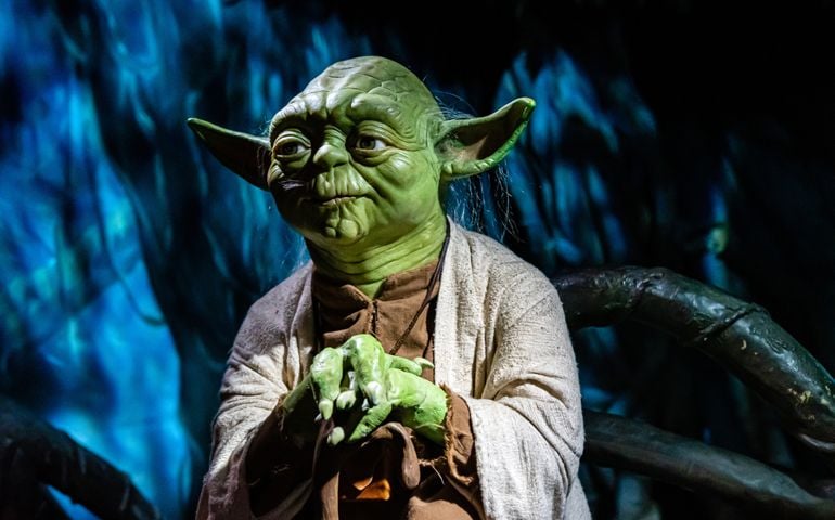 Waxwork statues of Master Yoda from Star Wars, Madame Tussauds waxwork museum