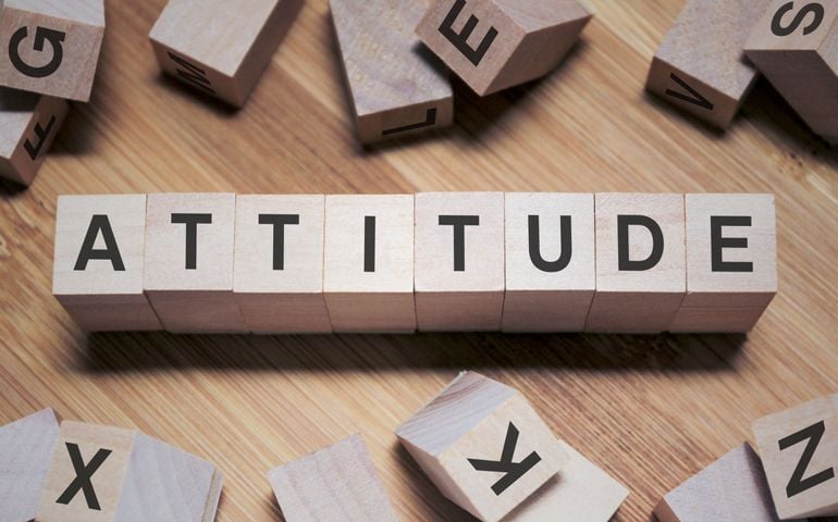 Attitude Word In Wooden Cube