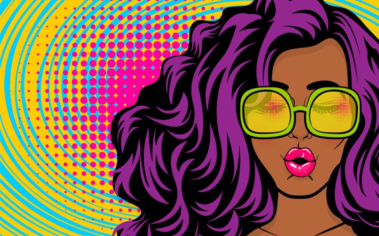 Black young pop art woman style wow swag face sunglasses satisfaction feeling
