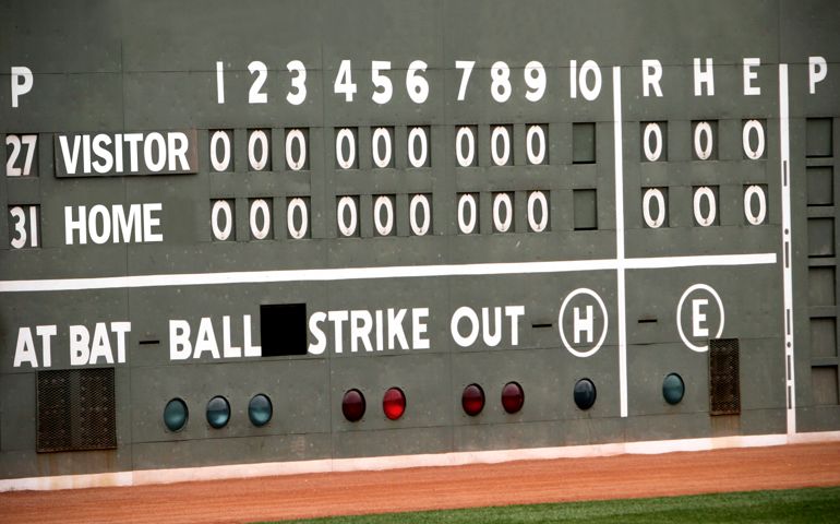 old fashioned baseball scoreboard.