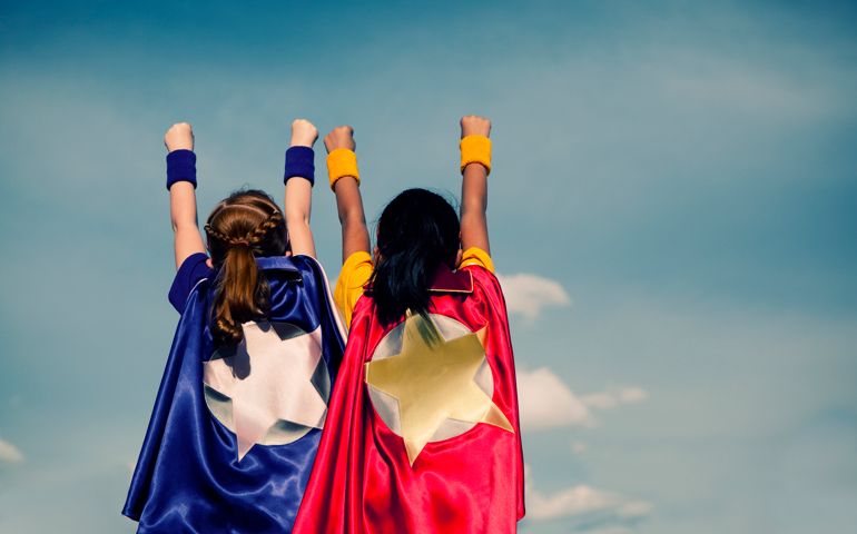 A young superhero duo. Vanquishing evil in a single afternoon. It is never too early to be super.