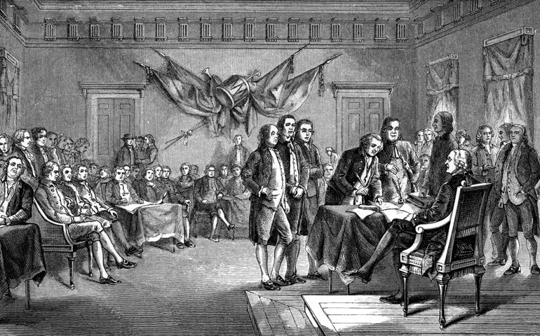 Drafting the Declaration of Independence in Antique Illustration