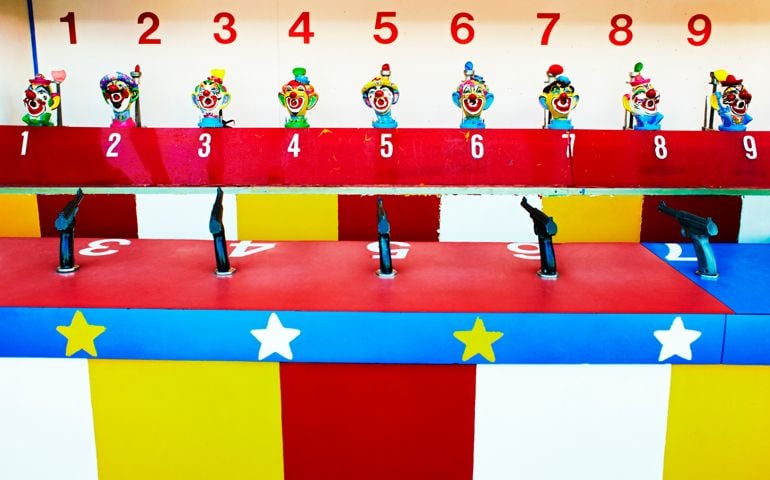 Shoot the clown carnival game.