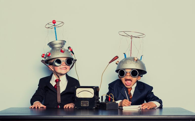 Two young boys are ready to dive into the brain of your business. Analyze that.