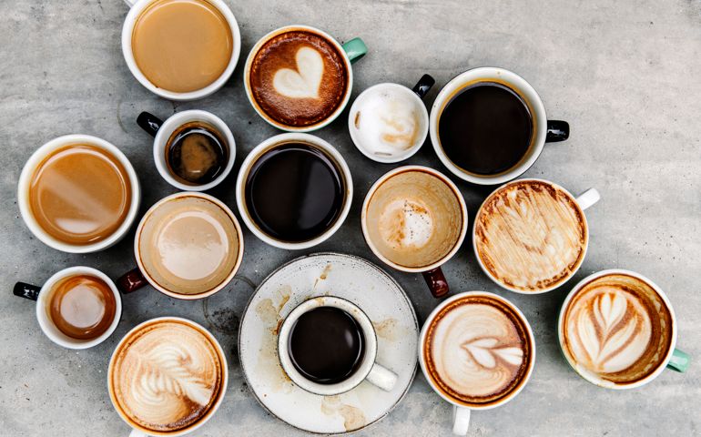 Aerial view of various coffee