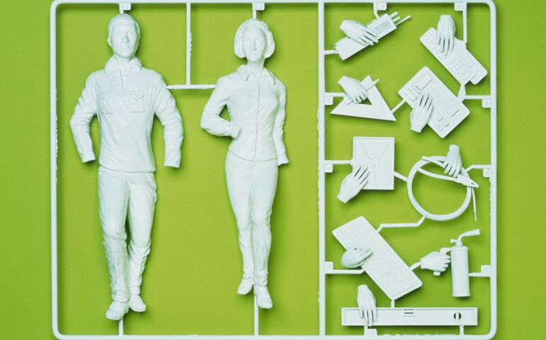 Plastic template of a model employee