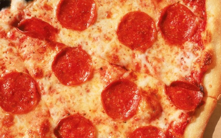 Close-up of pepperoni pizza