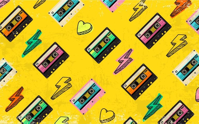 70's, 80's cassette tape vintage retro background
