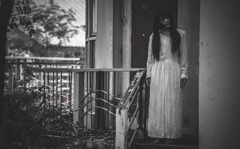 Portrait of asian woman make up ghost