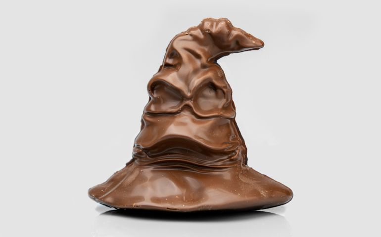 A chocolate sorting hat from the Harry Potter movie franchise.