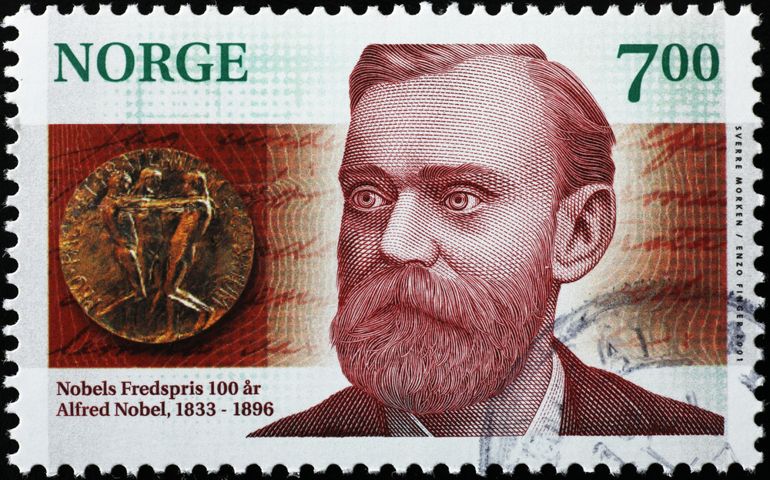 Alfred Nobel on norwegian postage stamp