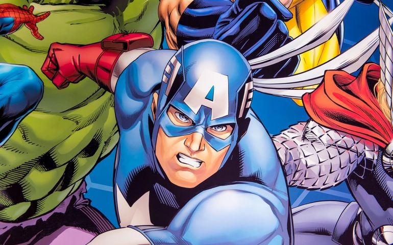 Captain America illustration at the Shanghai Madame Tussauds wax museum