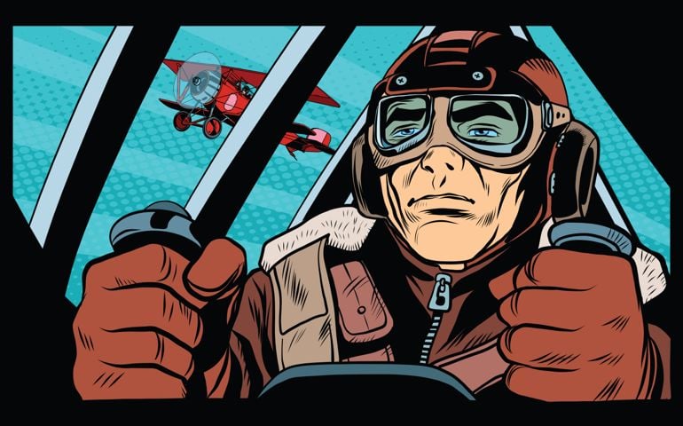 Pilot flying military aircraft