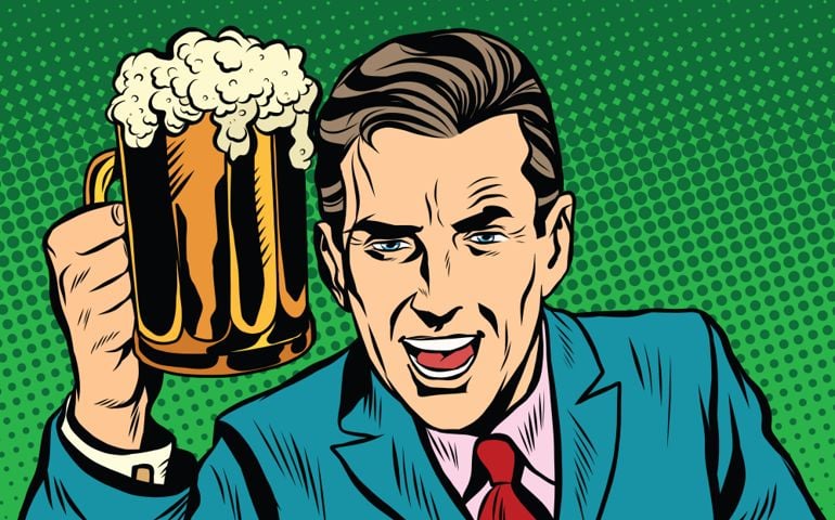 vintage man with beer pop art retro vector