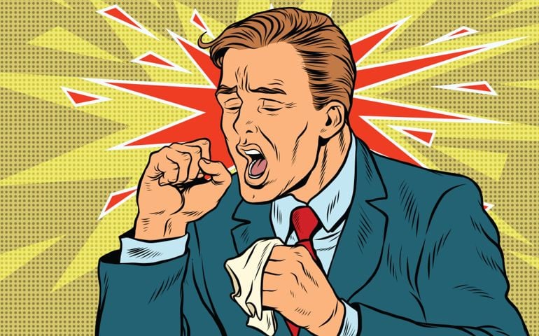 Sick man coughing