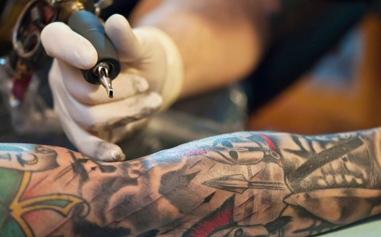 Tattoo artist at work