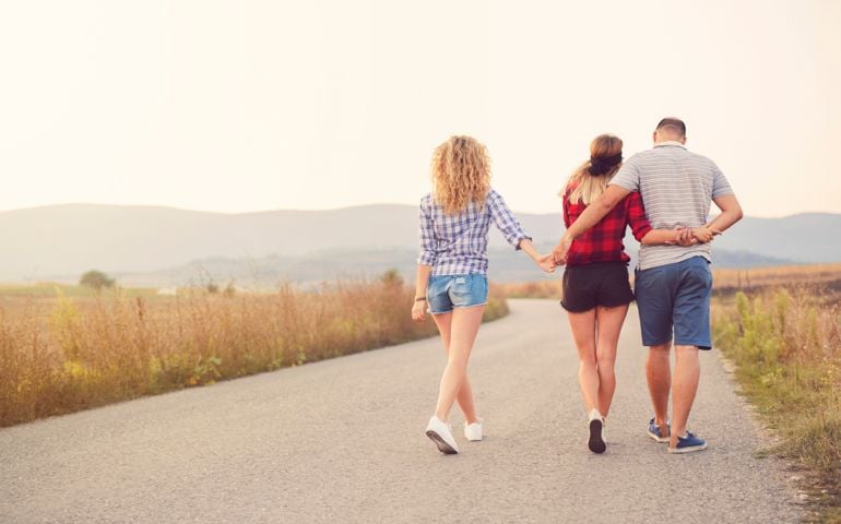'Love triangle' concept. One man with two woman.