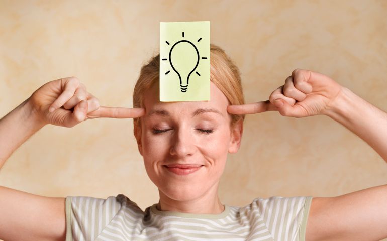 Business woman brainstorming