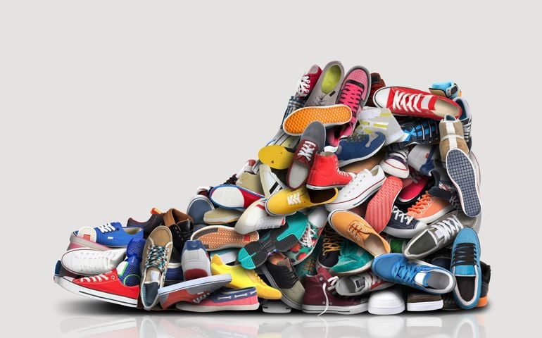 Great sneaker made up of different little sneakers and shoes
