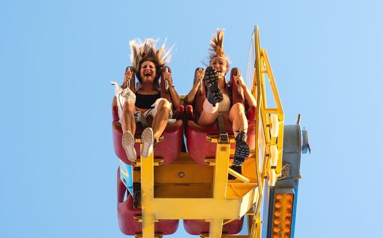 Two excited women at Fabbri Booster attraction