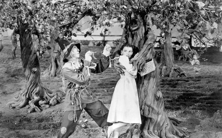 Judy Garland and Ray Bolger in a movie still from the Wizard of Oz, 1939.
