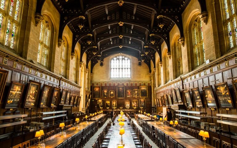 The famous dining room in Oxford which was inspired Harry Potter school, Hogwarts.