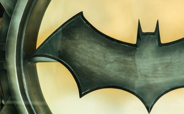 batman logo light toy closeup