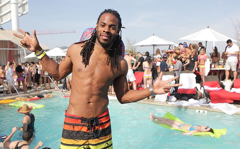 HOLLYWOOD, CA - MAY 04: Pro Football Player Richard Sherman poses at Drais Hollywood Presents SKAM Poolside Saturdays with Lil Jon at Drai's Hollywood on May 4, 2013 in Hollywood, California.