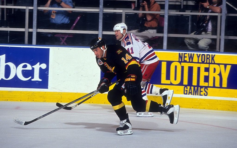 NEW YORK, NY - MAY 31: Geoff Courtnall #14 of the Vancouver Canucks skates on the ice during Game 1 of the 1994 Stanley Cup Finals against the New York Rangers on May 31, 1994 at the Madison Square Garden in New York, New York.
