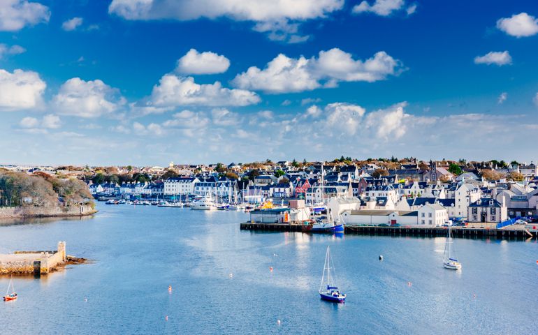 Stornoway, the largest town in the Outer Hebrides of Scotland. AdobeRGB colorspace.