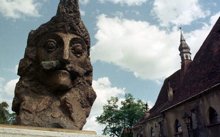 A bust of Vlad Dracula "The Impaler" Tepes sits May 10, 2001 in the center of Sighisoara, Romania. Located in the heart of Transylvania, Sighisoara was the birthplace of the Romanian military hero, and is the current host to a three day symposium on Dracula, both Vlad and the vampire of Brahm Stoker, who are often confused for one another.