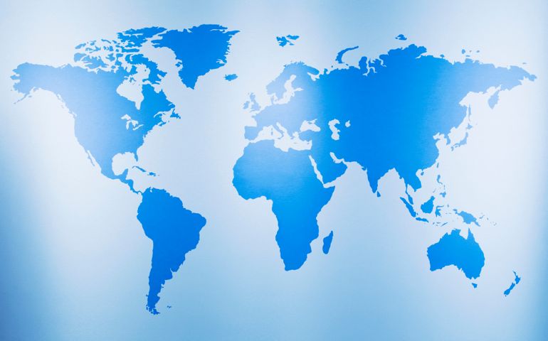 Close up of world map