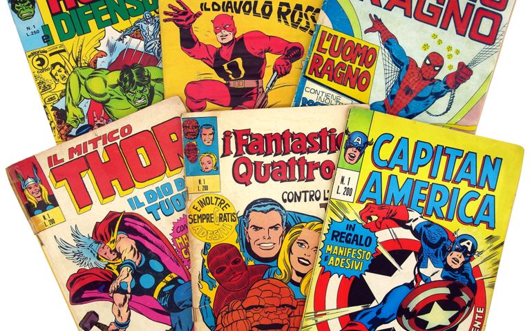 first edition of Marvel comic books, cover of Hulk, Daredevil, Spider-Man, Thor, Fantastic 4, Captain America