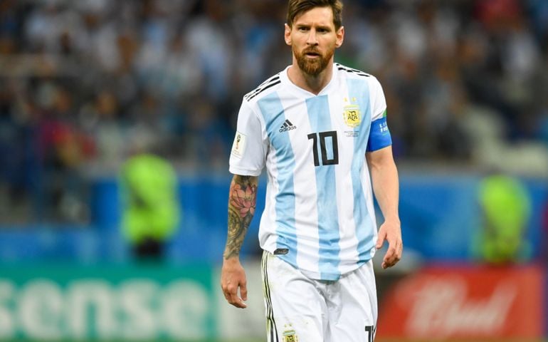 Lionel Messi of Argentina during the 2018 FIFA World Cup Russia group D match between Argentina and Croatia