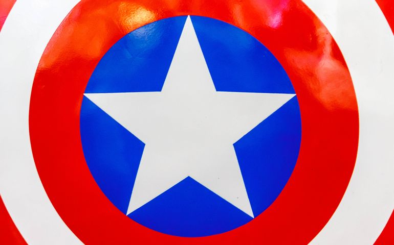 Logo of Captain America on shield