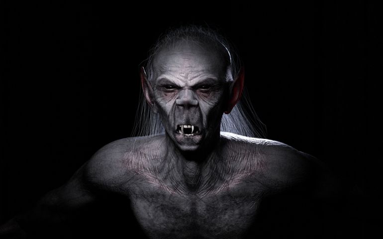A scream in the dark. A classic vampire. High quality 3D rendered.