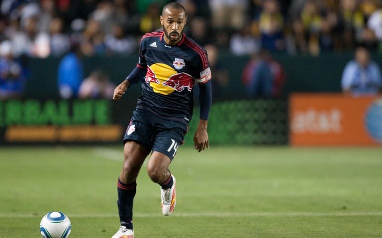 New York Red Bulls F Thierry Henry #14 in action during the MLS game between the New York Red Bulls & the Los Angeles Galaxy